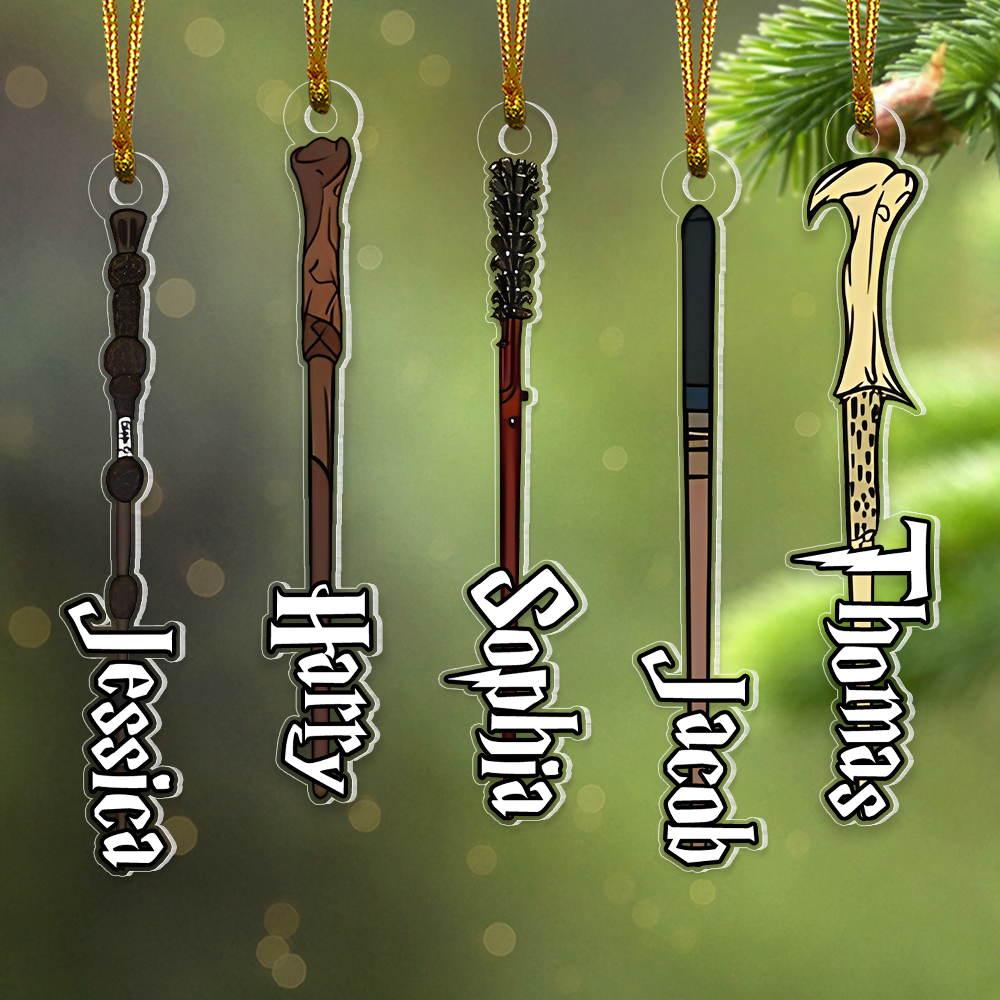 Personalized Magic Wand Christmas Ornaments for Magic Lovers