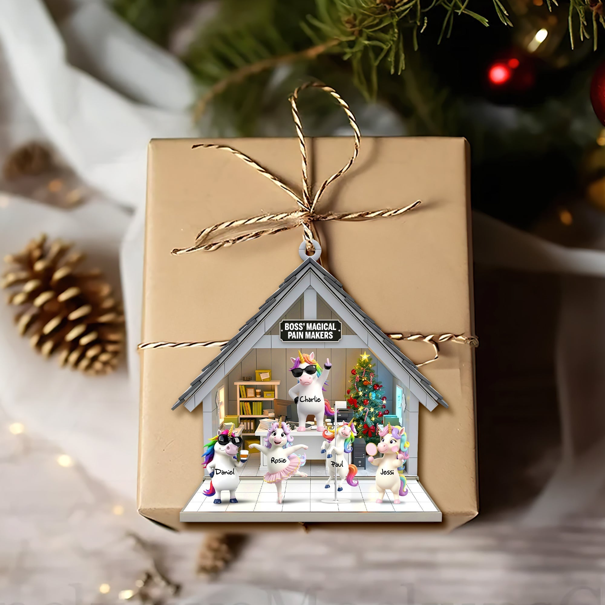 "Bring Joy with Magical Unicorns!" - Personalized Ornament for Officers Ornament PopCulturePrints