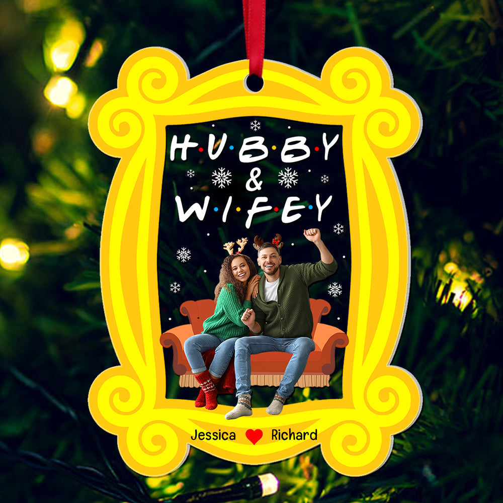 Personalized Couples Christmas Acrylic Ornament - Hubby & Wifey Ornament PopCulturePrints