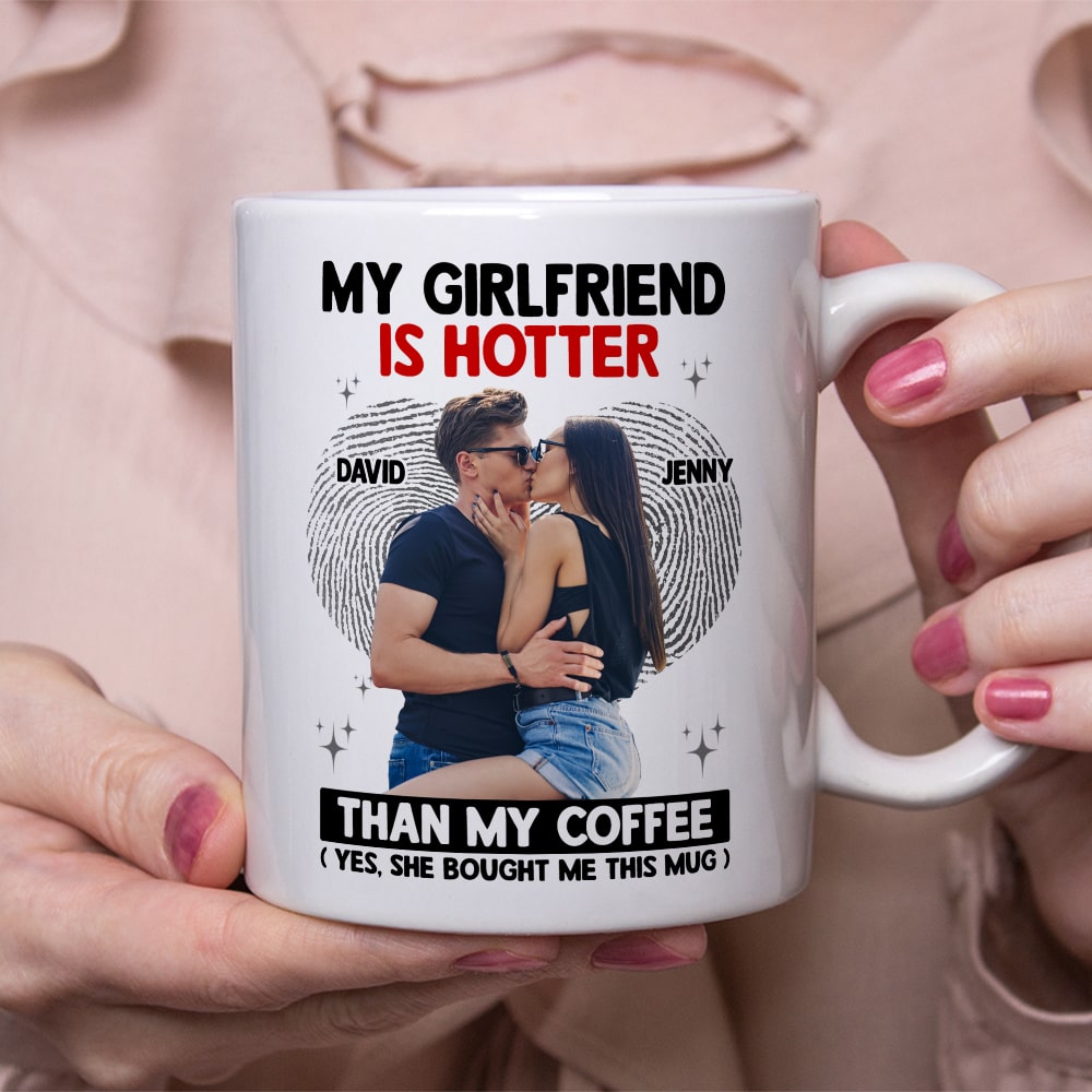 Personalized 'Hotter Than Coffee' Girlfriend Mug - Custom Gift for Couples