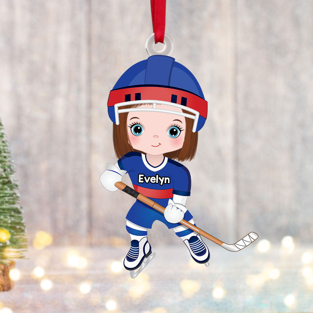 Custom Ice Hockey Player Christmas Ornament for Hockey Lovers