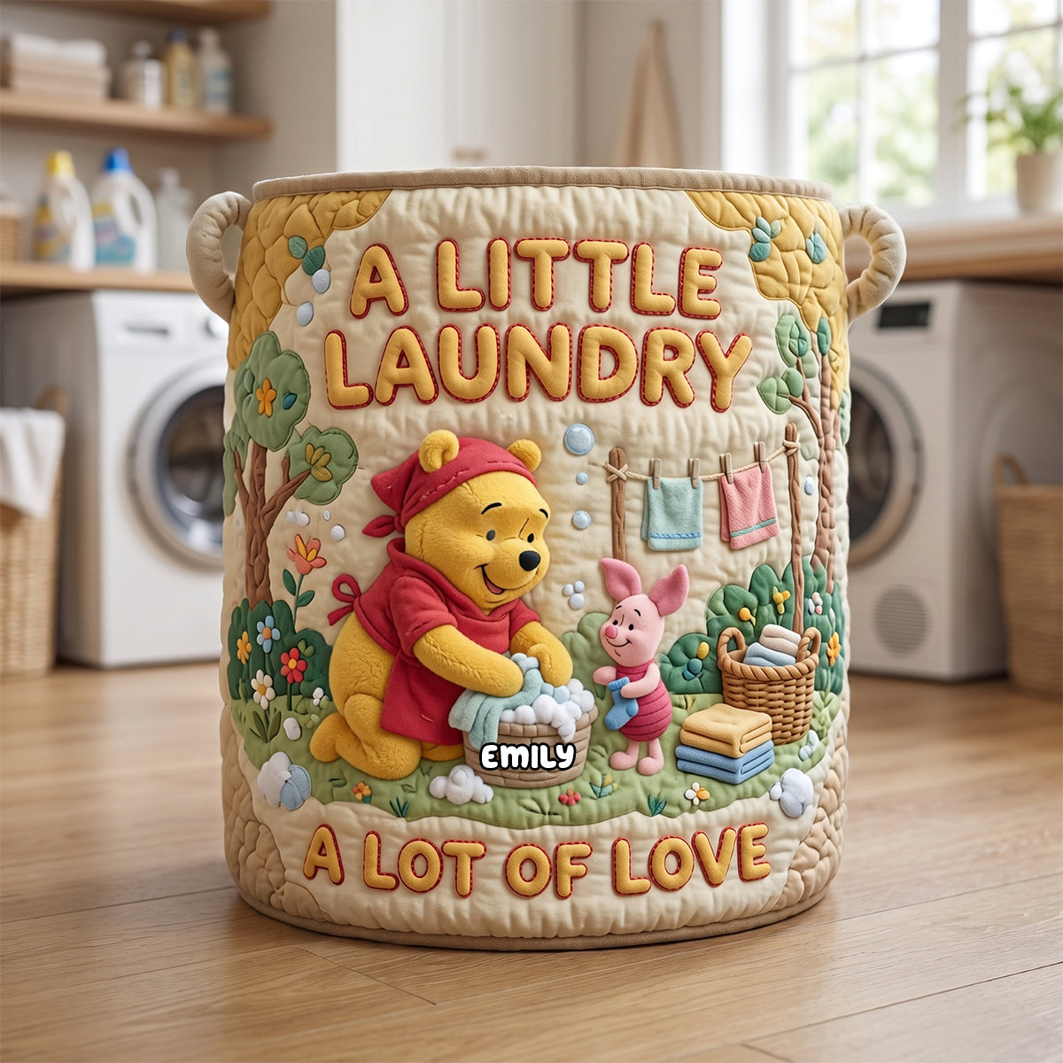 A Little Laundry A Lot Of Love - Personalized Quilted Laundry Basket Gift