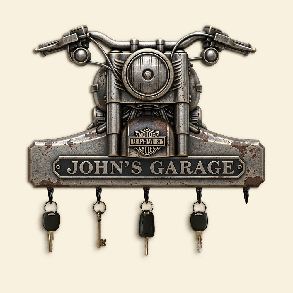 "Rev Up Your Passion!" - Personalized Motorcycles Garage Key Hanger - Gift for Motor Lovers Wood Sign PopCulturePrints