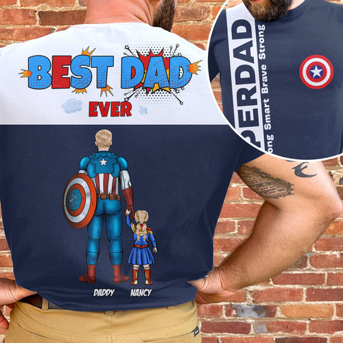 Best Dad Ever - Personalized Super Dad Shirt - Custom Gift for Dads, Fathers, and Superheroes AOP Products PopCulturePrints