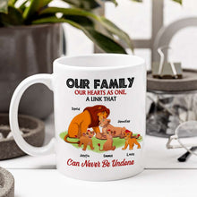 Load image into Gallery viewer, Personalized Lion Family Mug - Our Hearts As One Coffee Mug PopCulturePrints
