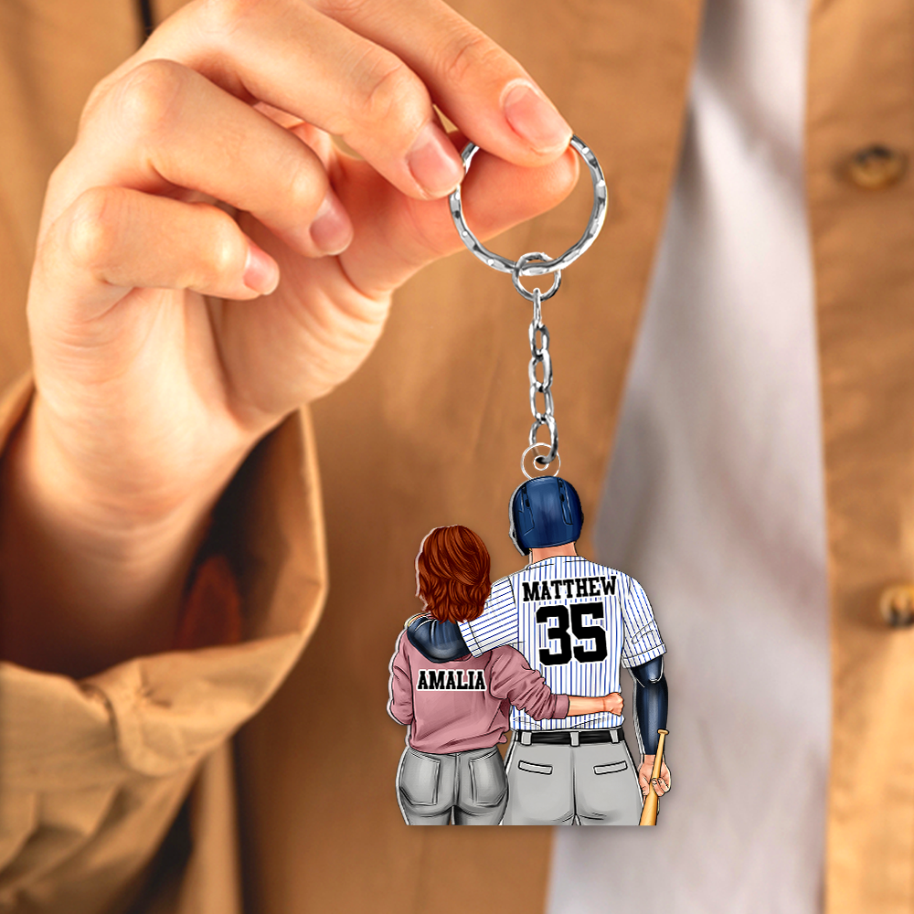 Personalized Baseball Couple Keychain - Unique Gifts for Couples Keychains PopCulturePrints