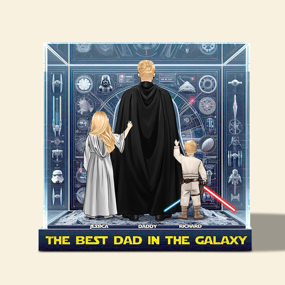 The Best Dad in the Galaxy - Personalized Acrylic Plaque Gift for Dad Shaped Plaques PopCulturePrints