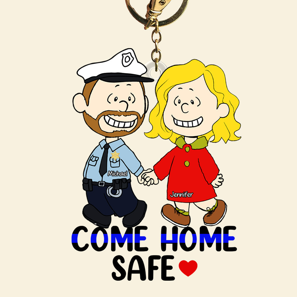 Personalized Come Home Safe Couple Keychain | Unique Valentine's Day Gifts for Couples Keychains PopCulturePrints