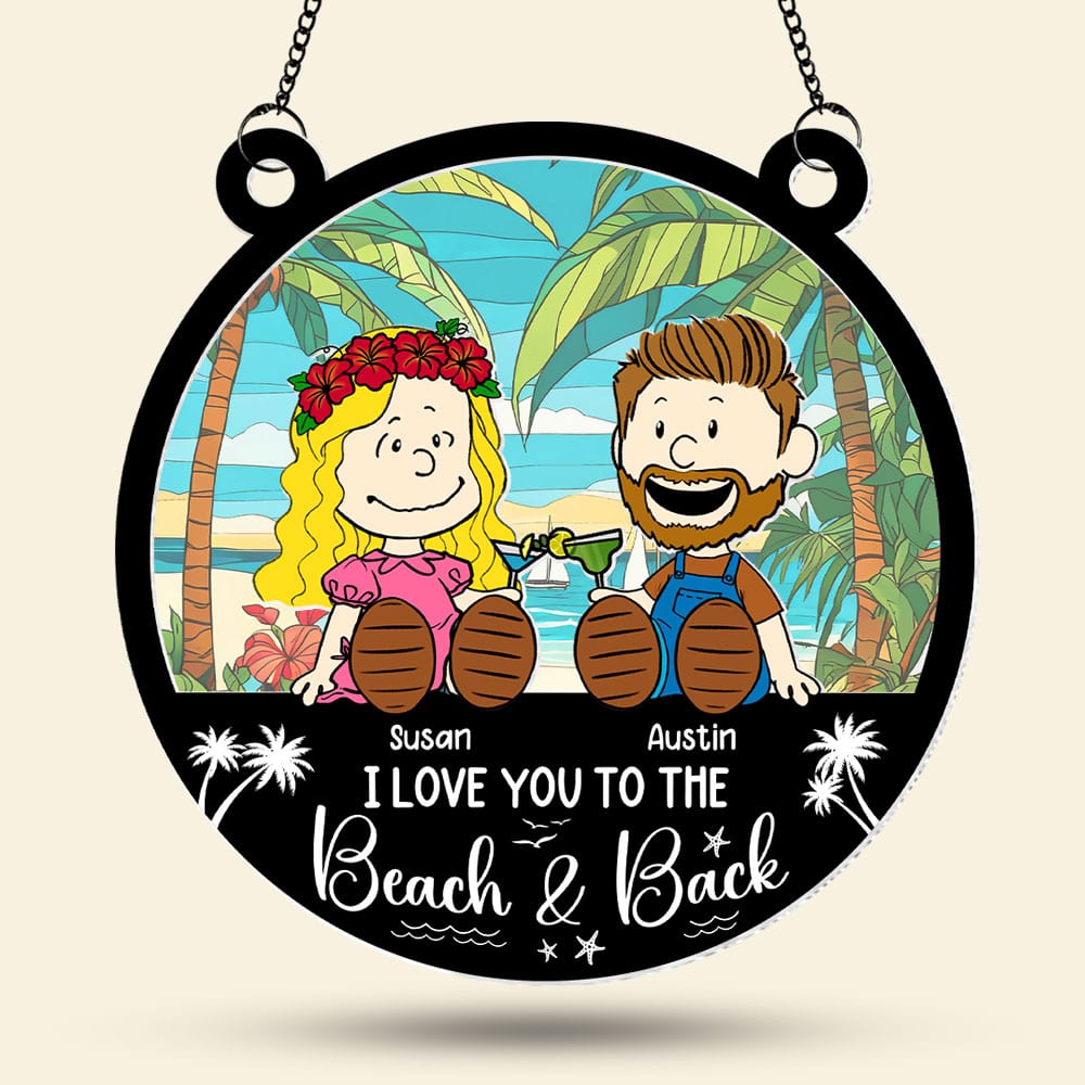 Personalized Couple Suncatcher Ornament - Beach & Back Theme Ornament PopCulturePrints