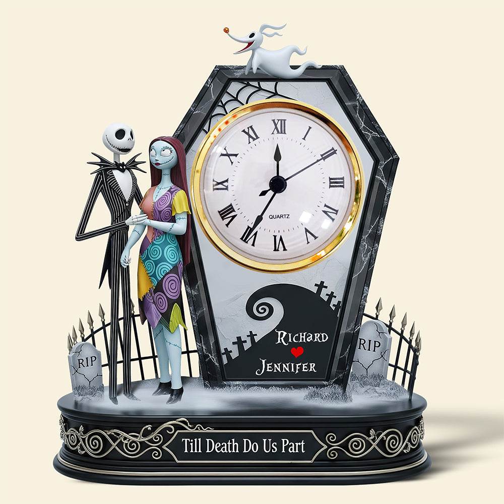 Till Death Do Us Part - Spooky Couple Desk Clock Plaque - Personalized Gifts for Couples Clock Plaques PopCulturePrints