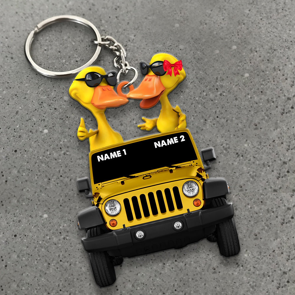 Cool Duck in Red Jeep Keychain