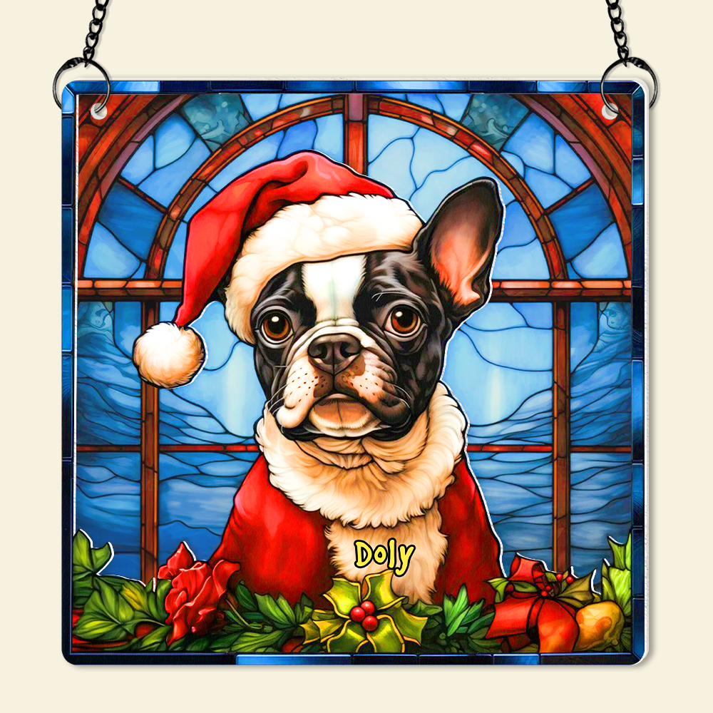 Personalized Boston Terrier Christmas Suncatcher Ornament - Perfect Gift for Dog Lovers