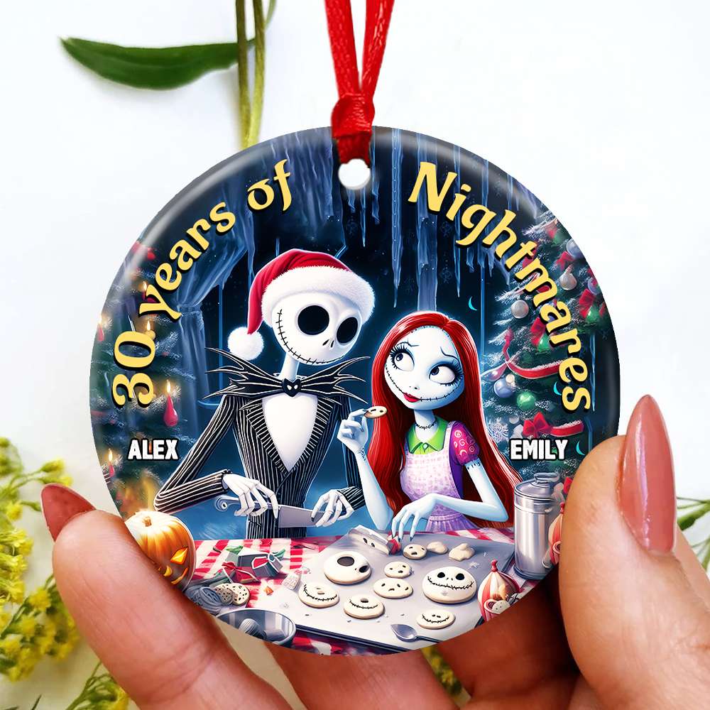 Custom Nightmare Couple Ornament - Personalized Ceramic Gift for Valentine's Day Gifts Ornament PopCulturePrints