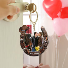 Load image into Gallery viewer, Personalized Horse Riding Acrylic Keychain for Couples | Unique Love Gift Keychains PopCulturePrints
