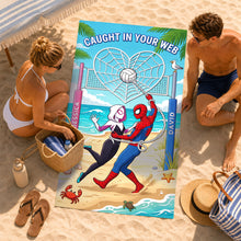 Load image into Gallery viewer, Caught My Heart Beach Towel - Personalizable Gifts for Couples
