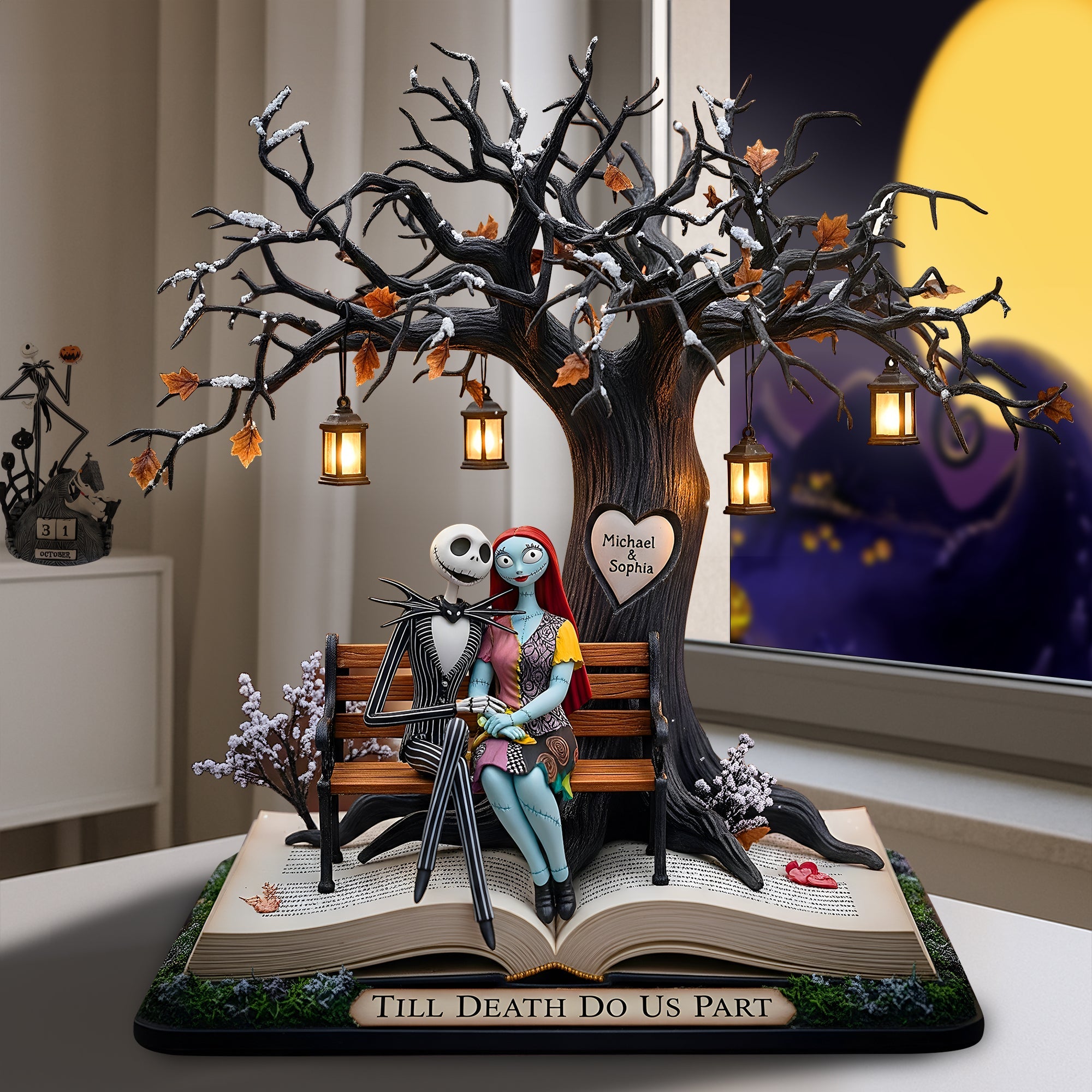 Till Death Do Us Part - Haunted Couple Under The Lantern Tree Acrylic Plaque Shaped Plaques PopCulturePrints