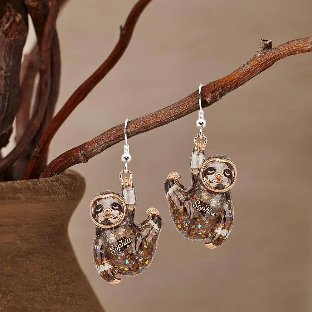 Hang In There! Tired Anti-Social Sloth Earrings - Personalized Gift for Sloth Lovers Earrings PopCulturePrints