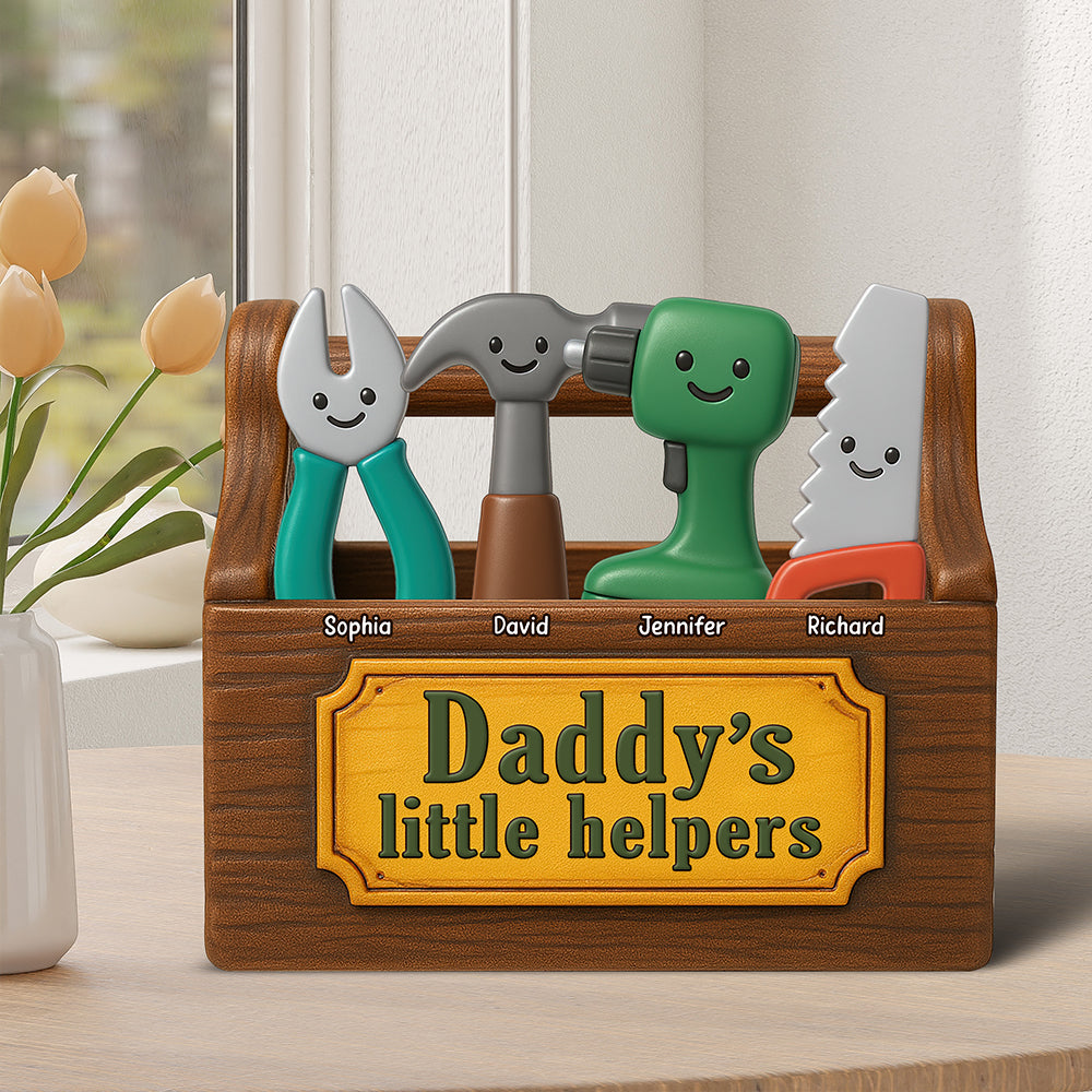"Daddy's Little Helpers" - Personalized Acrylic Plaque - Custom Gift for Dad, Grandpa, and Kids Shaped Plaques PopCulturePrints