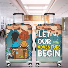 Load image into Gallery viewer, Personalized Luggage Cover for Couples - Let Our Adventure Begin Luggage Covers PopCulturePrints
