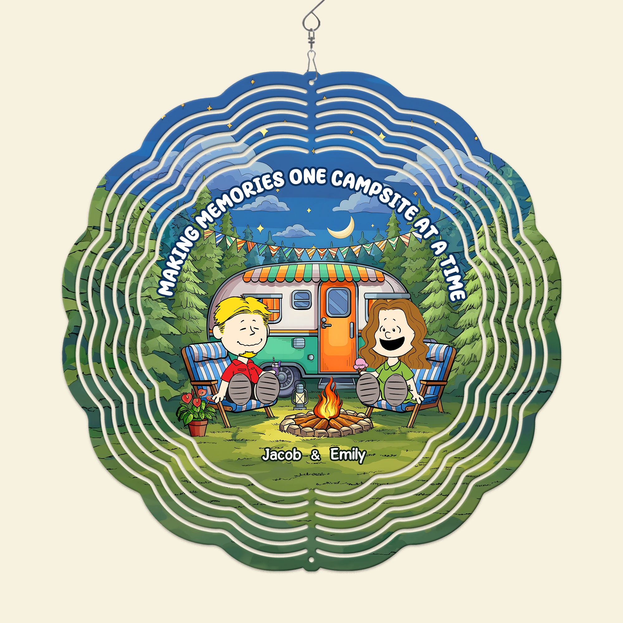 Personalized Camping Memories Wind Spinner for Couples Ornament PopCulturePrints