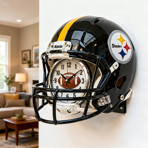 Time to Score! Personalized Sport Helmet Wall Clock - A Unique Gift for Sports Lovers Hanging Wall Clock PopCulturePrints