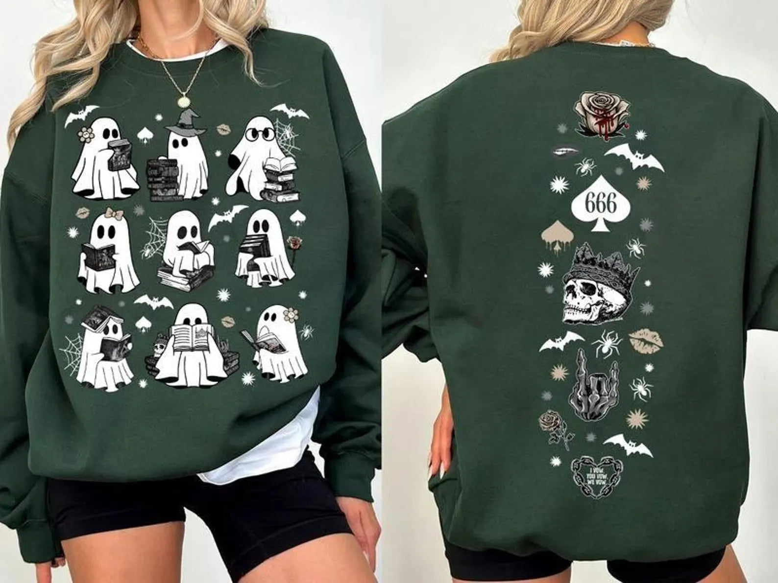 “Boo-ks and Spirits Unite!” - Bookish Ghosts Shirt - Custom Gift for Book Lovers Shirts PopCulturePrints