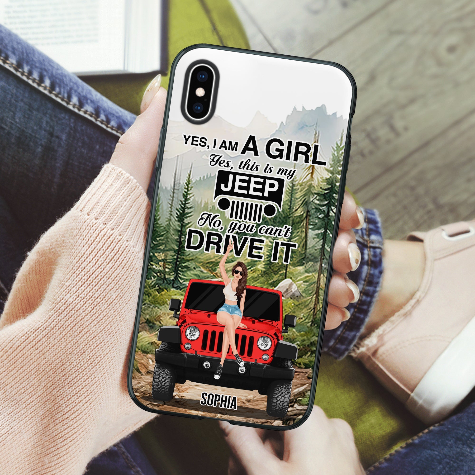 Personalized Girl Jeep Phone Case - Customizable Name & Design