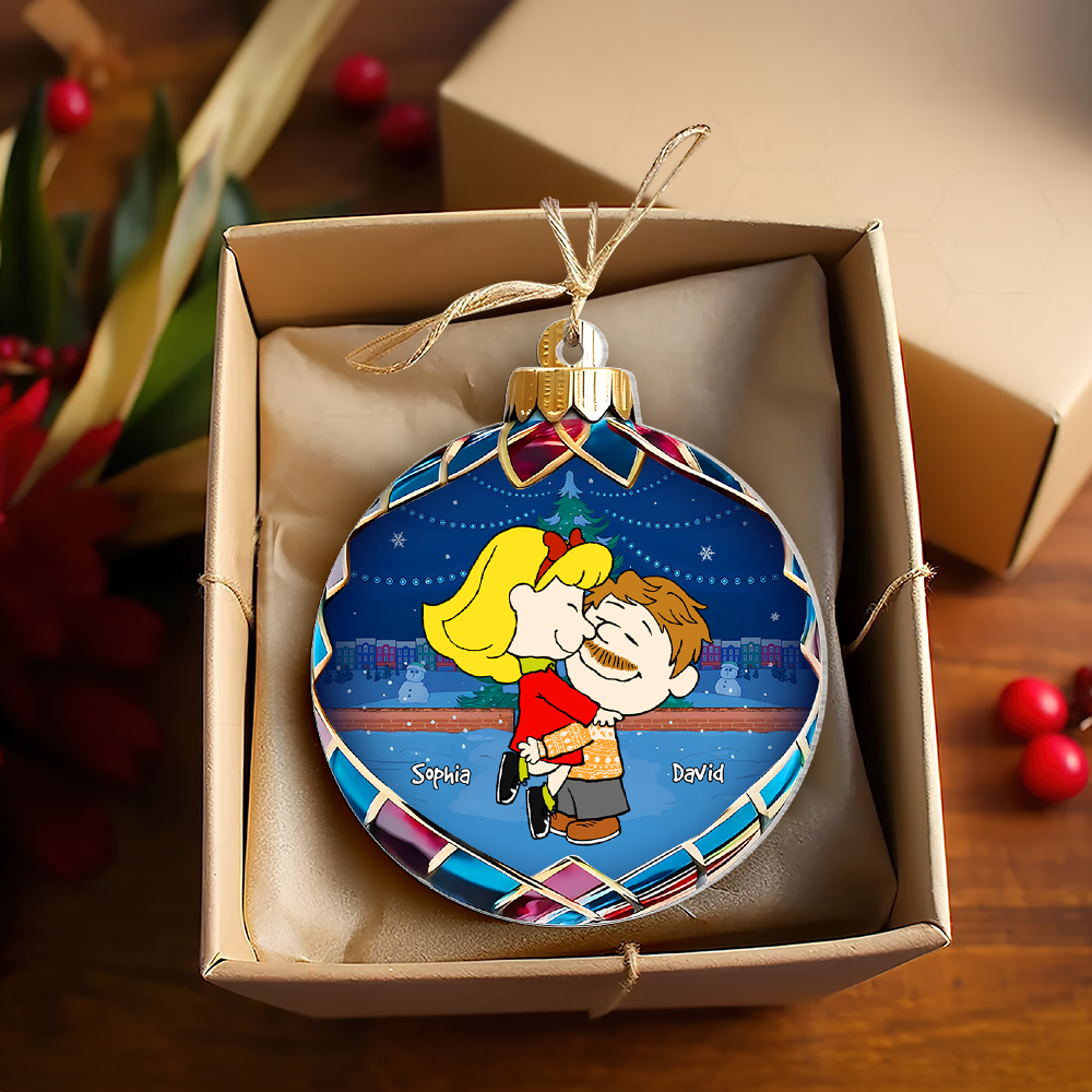 Custom Cartoon Couple Christmas Ornament