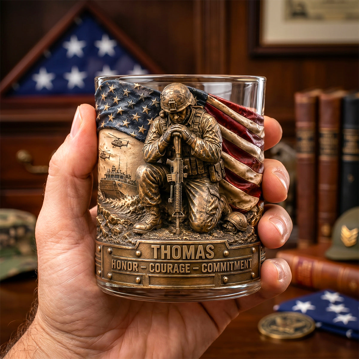 Freedom & Honor Round Glass Personalized Gifts For Veteran 03TODH270526 Glass PopCulturePrints
