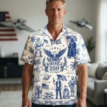 Load image into Gallery viewer, Celebrate 250 Years of Freedom - Proud American Hawaiian Shirt - Personalize for the Perfect Gift
