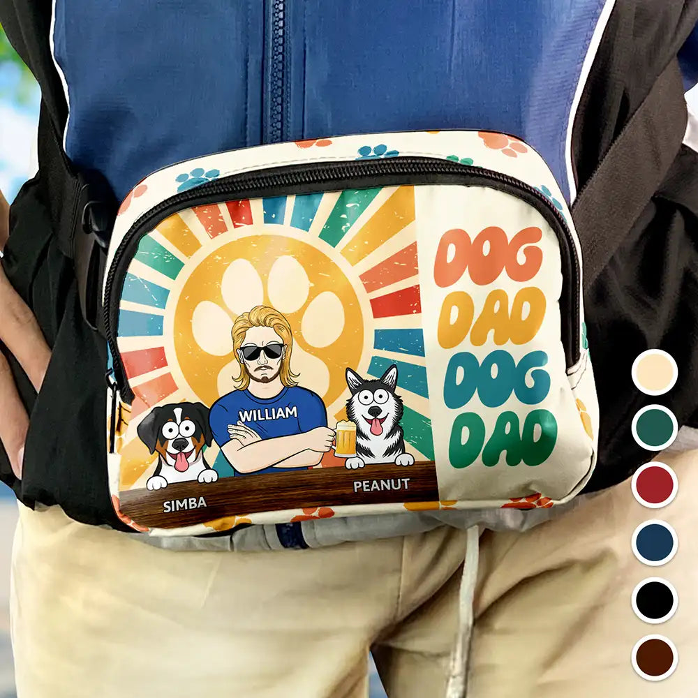 “Celebrating Dog Dads Everywhere” - Custom Retro Dog Dad Crossbody Belt Bag - Perfect Gift for Dog Lovers, Fathers & Pet Owners Crossbody Belt Bag PopCulturePrints