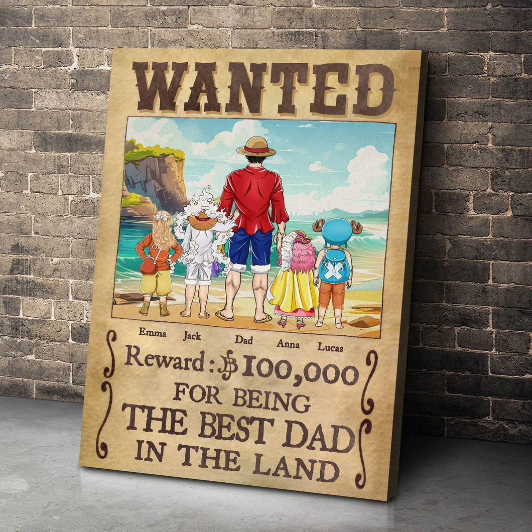 Wanted: Best Dad - Personalized Family Canvas Print Poster & Canvas PopCulturePrints