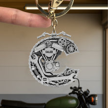 Load image into Gallery viewer, Rev your Passion: Motorcycle Mechanical Initial Keychain - Personalized Gift for Bikers Keychains PopCulturePrints
