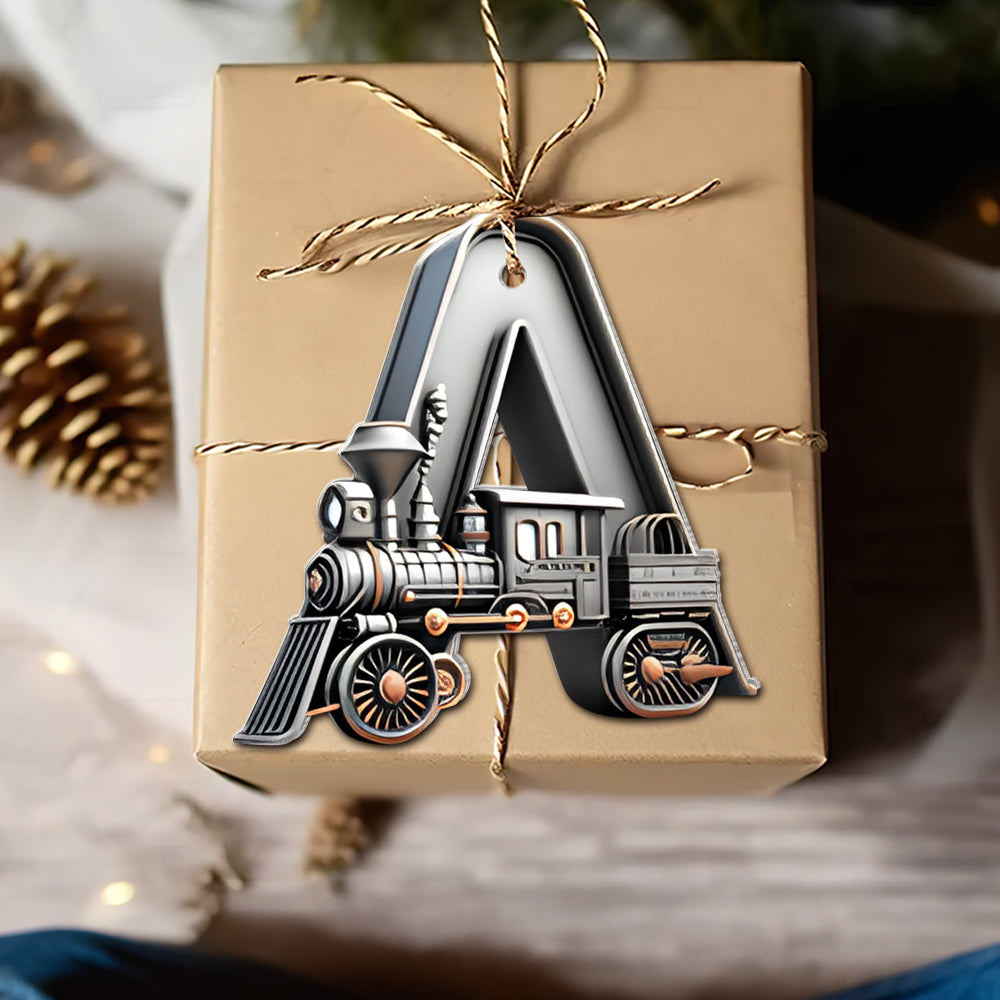 Personalized Train Lover Christmas Ornament - Custom Alphabet Letter