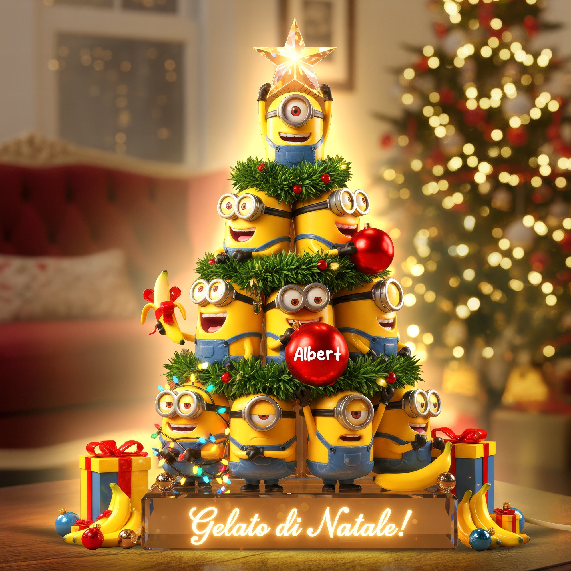 “Celebrate with a Smile!” Funny Holiday Monster Acrylic Light Box - Personalized Christmas Gift for Everyone Light Box PopCulturePrints