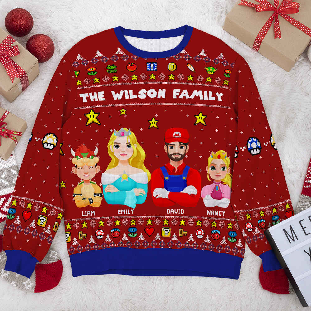 Custom Family Game Lover Ugly Sweater Ugly Christmas Sweater PopCulturePrints