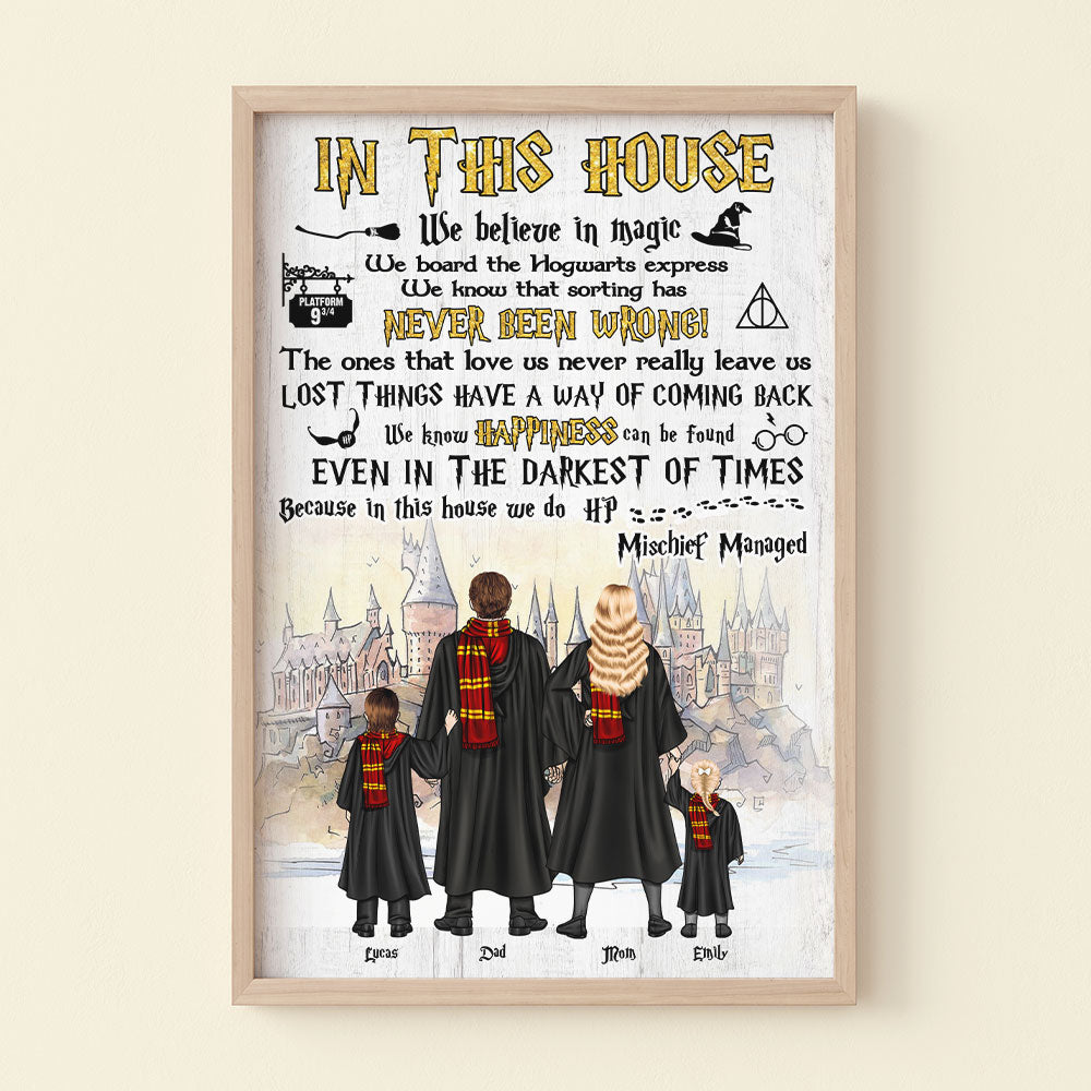 Personalized Harry Potter Family Print - In This House We Believe in Magic