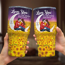 Load image into Gallery viewer, Personalized Couple Tumbler - Love You to the Moon and Back Tumbler Cup PopCulturePrints
