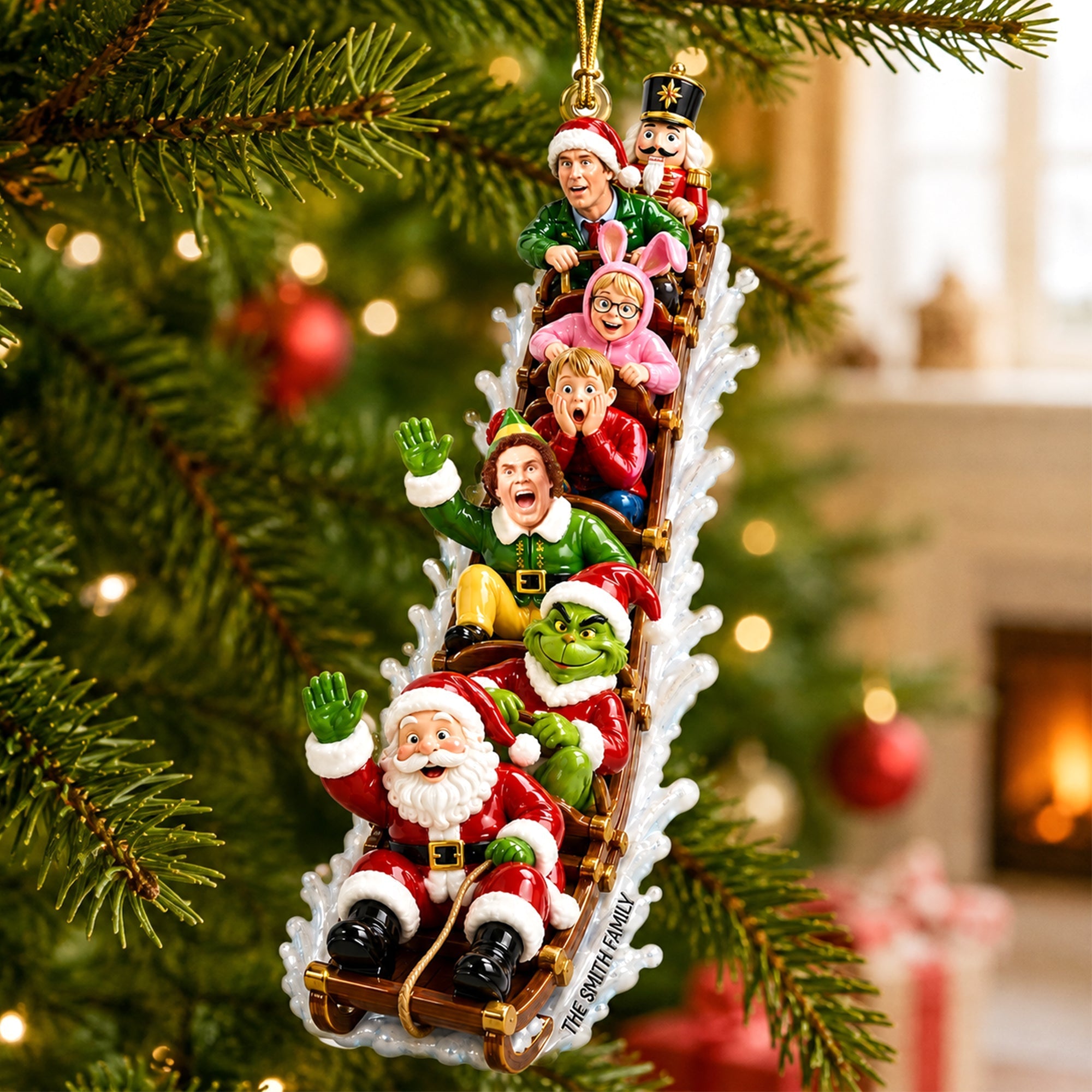 "Ride Into Joy!" - Nostalgia Sled Acrylic Ornament - Personalized Gift for Friends, Family, and Kids Ornament PopCulturePrints