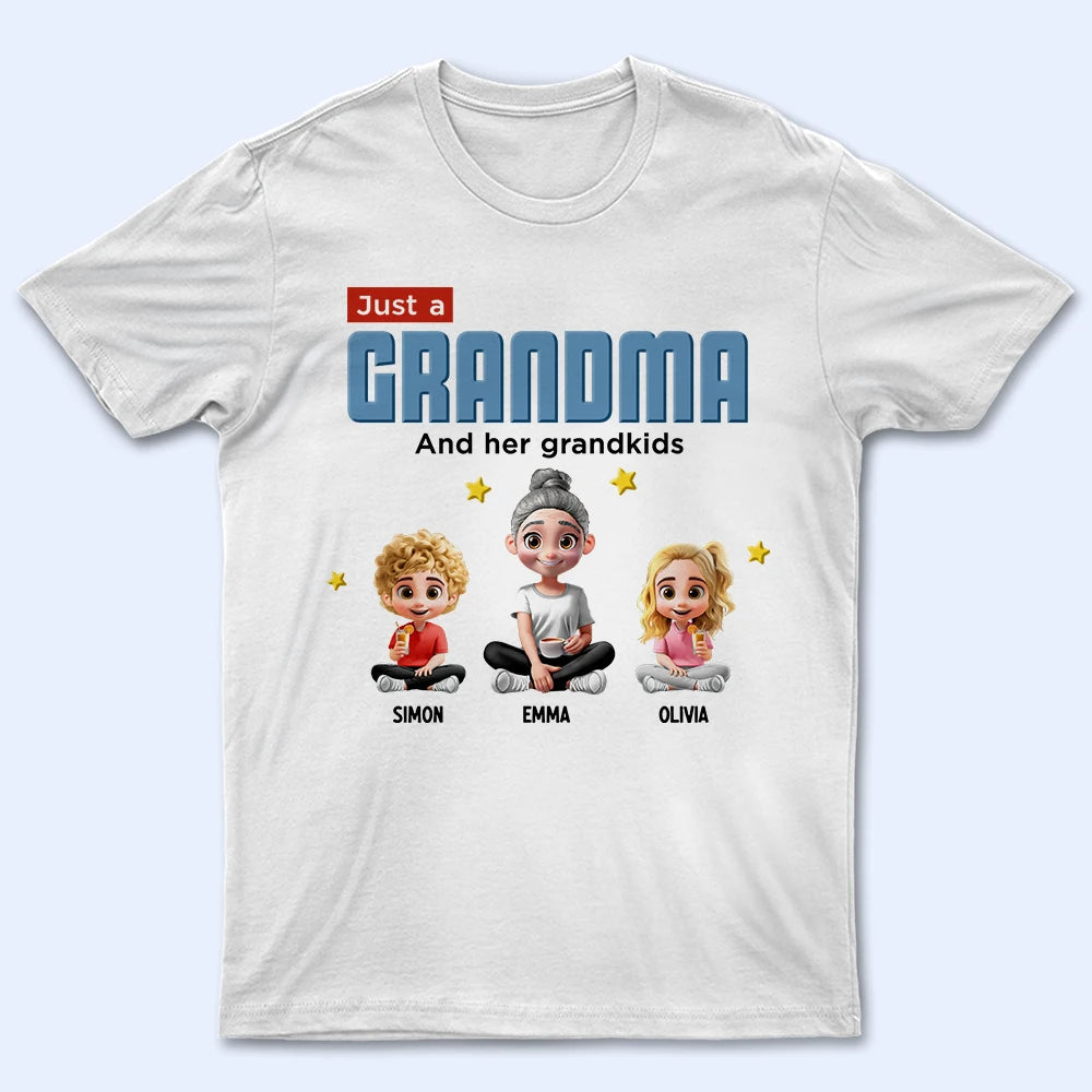 Just A Grandma And Her Grandkids - Personalized T-Shirt T-shirt PopCulturePrints