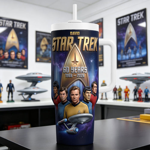 60th Anniversary Space Adventure Tumbler - Personalized Gift for Star Trek Fans Tumbler Cup PopCulturePrints