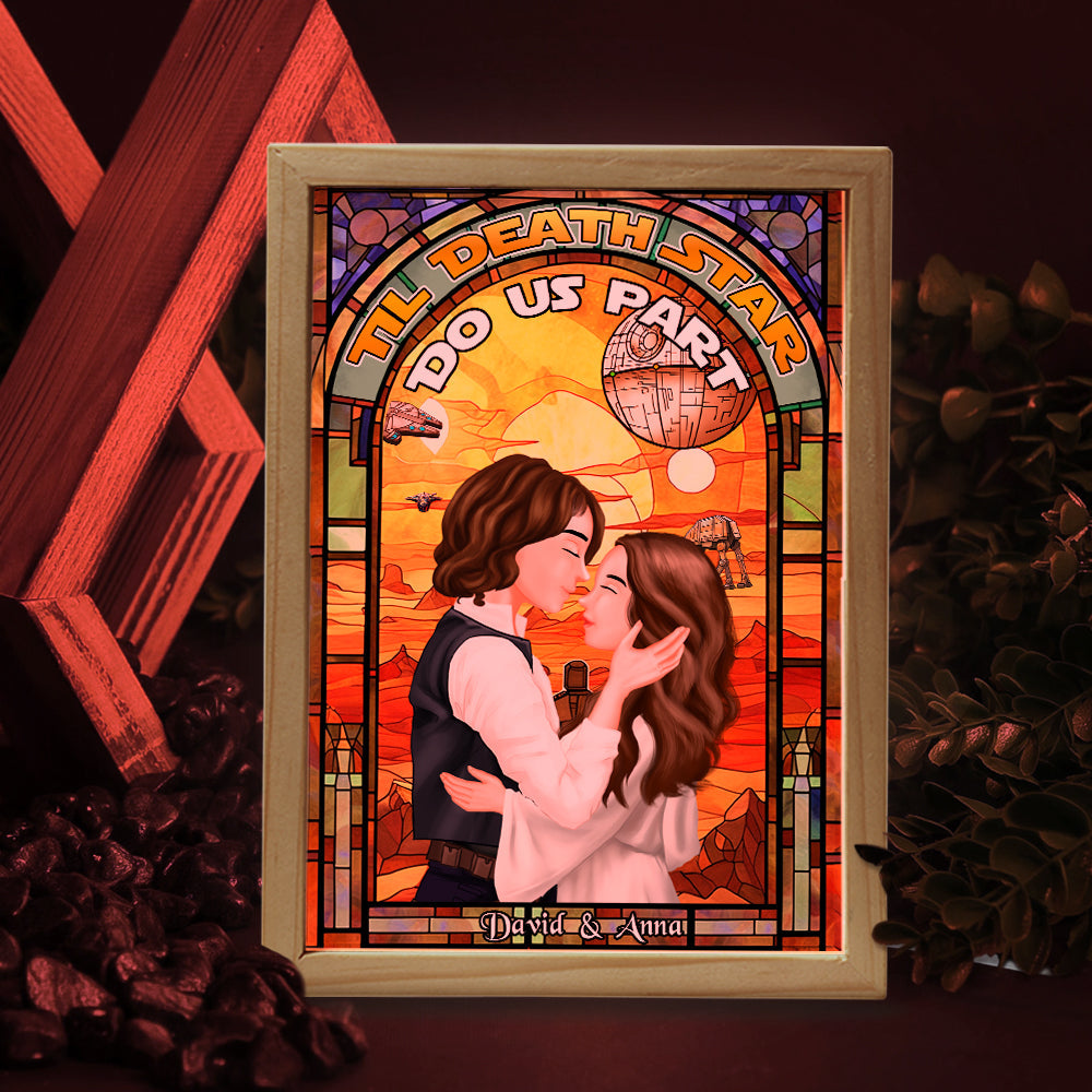 Personalized Kissing Couple Light Frame - Til Death Star Light Picture Frame PopCulturePrints
