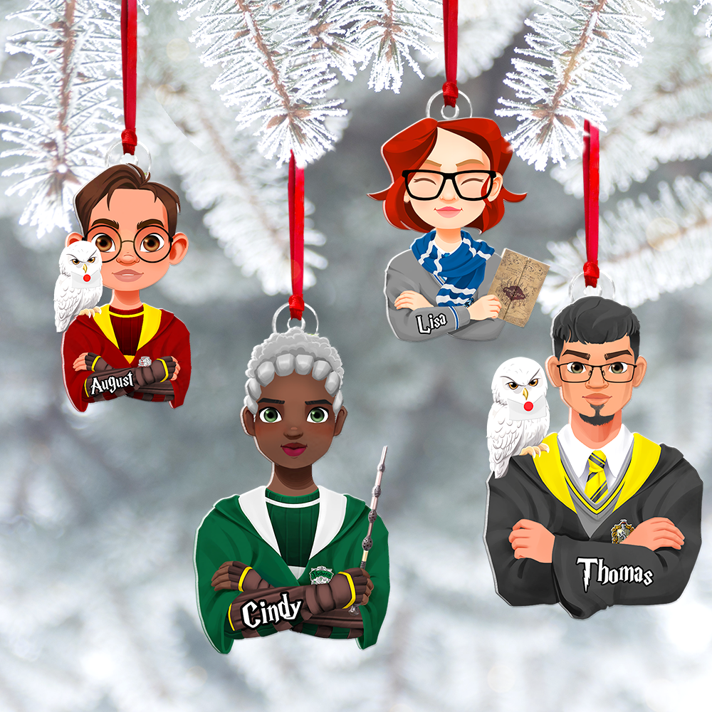 Custom Wizard Family Christmas Ornament