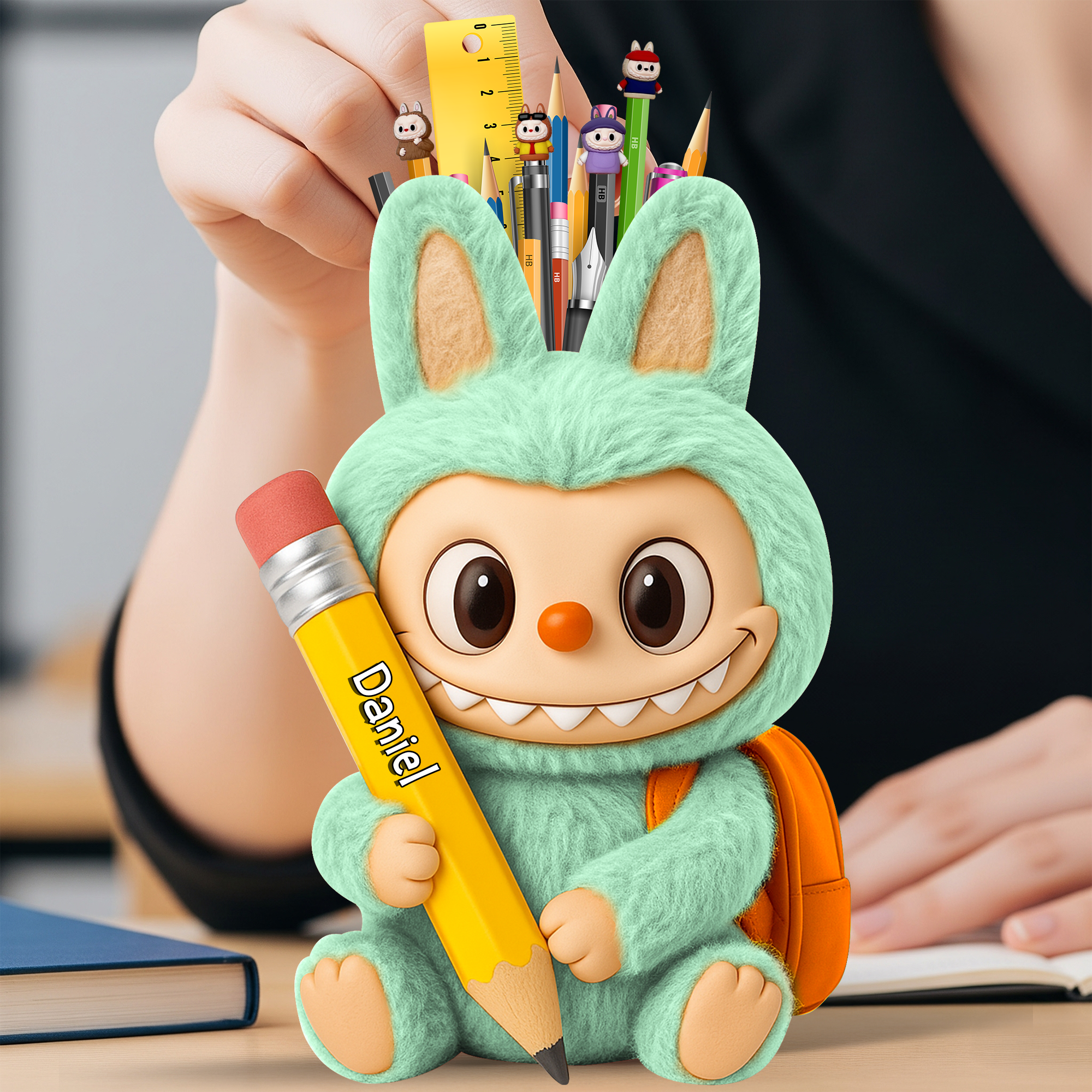 Fluffy Buddy Wooden Pen Holder - Your Personalized Gift for Kids Pen Holder PopCulturePrints