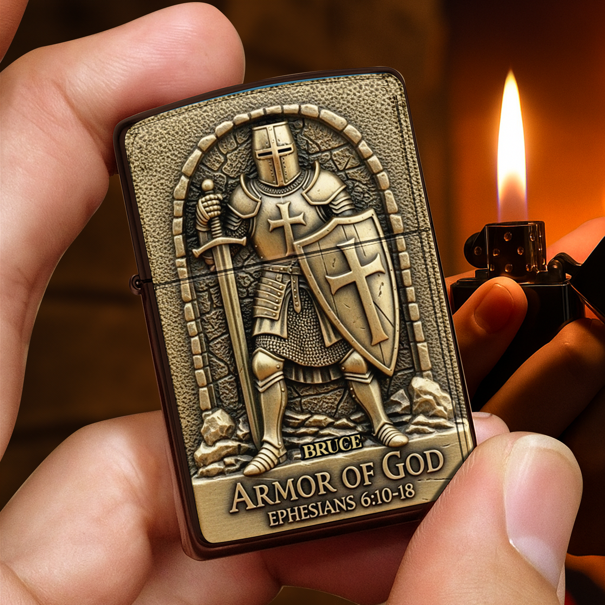 "Embrace Your Faith with the Armor of God - Personalized Lighter for Christians" Lighter PopCulturePrints