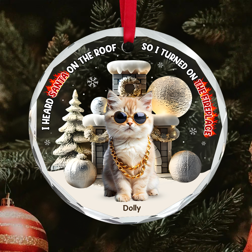Personalized Pet Lover's Christmas Ornament - Turned On The Fireplace Ornament PopCulturePrints