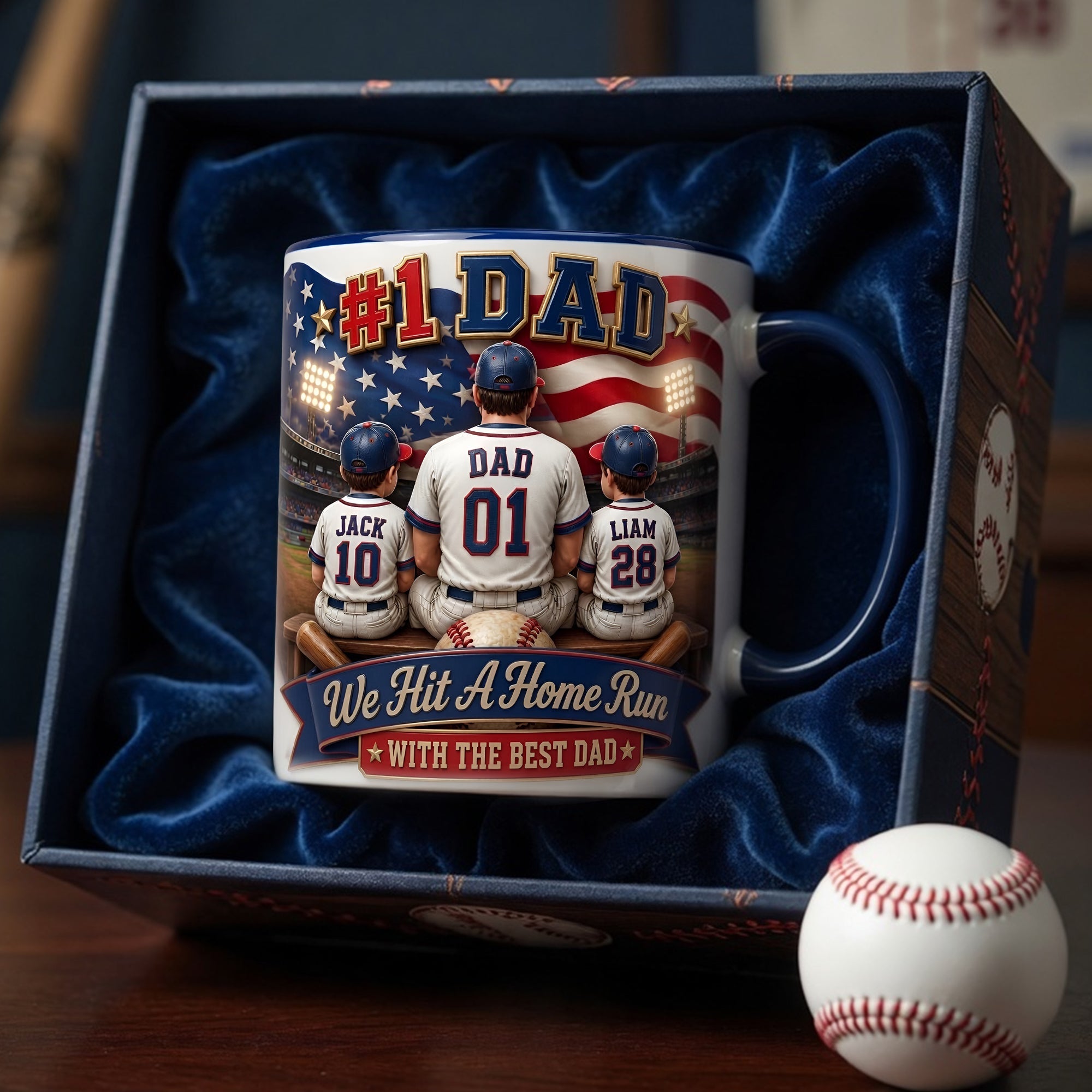 #1 Dad: We Hit A Home Run With the Best Dad - Personalized Baseball Coffee Mug - Gifts for Dad, Grandpa, and Father's Day Coffee Mug PopCulturePrints