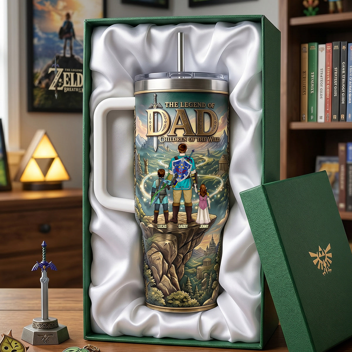 “Adventure Awaits for Dad!” - The Legend Of Dad Tumbler Handle, Personalized Gift for Fathers, Grandpas, and Dads Tumbler Cup PopCulturePrints