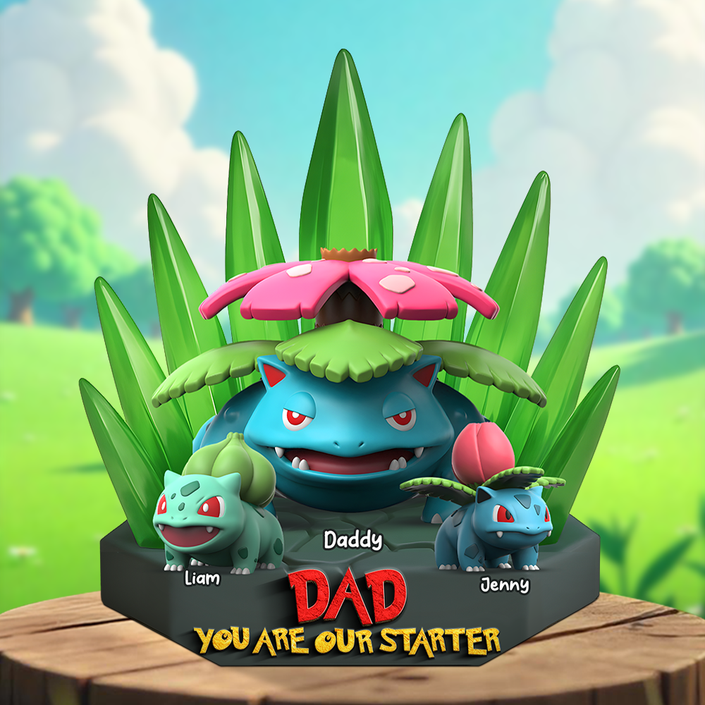 “Dad, You Are Our Starter” - Personalized Monster Dad Plaque - Custom Gifts for Dad, Perfect for Father's Day, Birthdays & More! Shaped Plaques PopCulturePrints