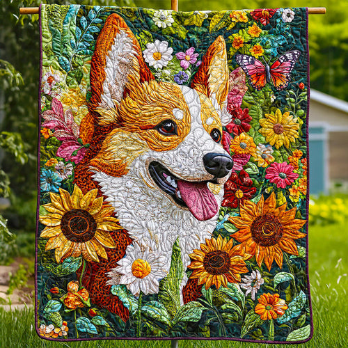 Festive Corgi Christmas Quilt Bed Set for Dog Lovers Blanket PopCulturePrints